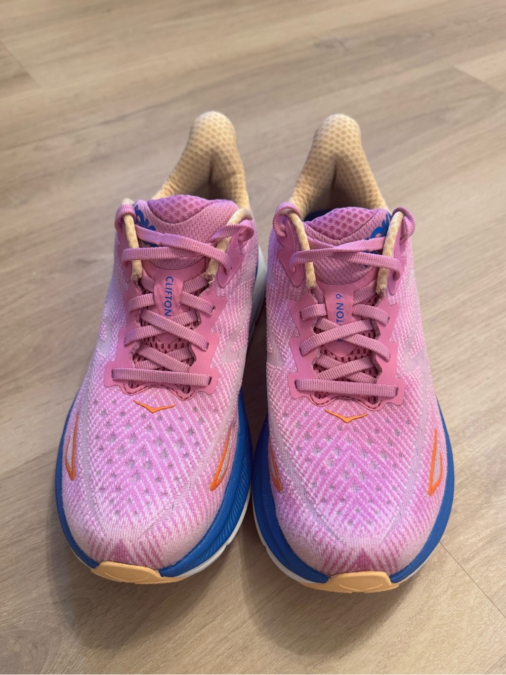 Hoka Pink and Blue Women's Athletic Running Shoes